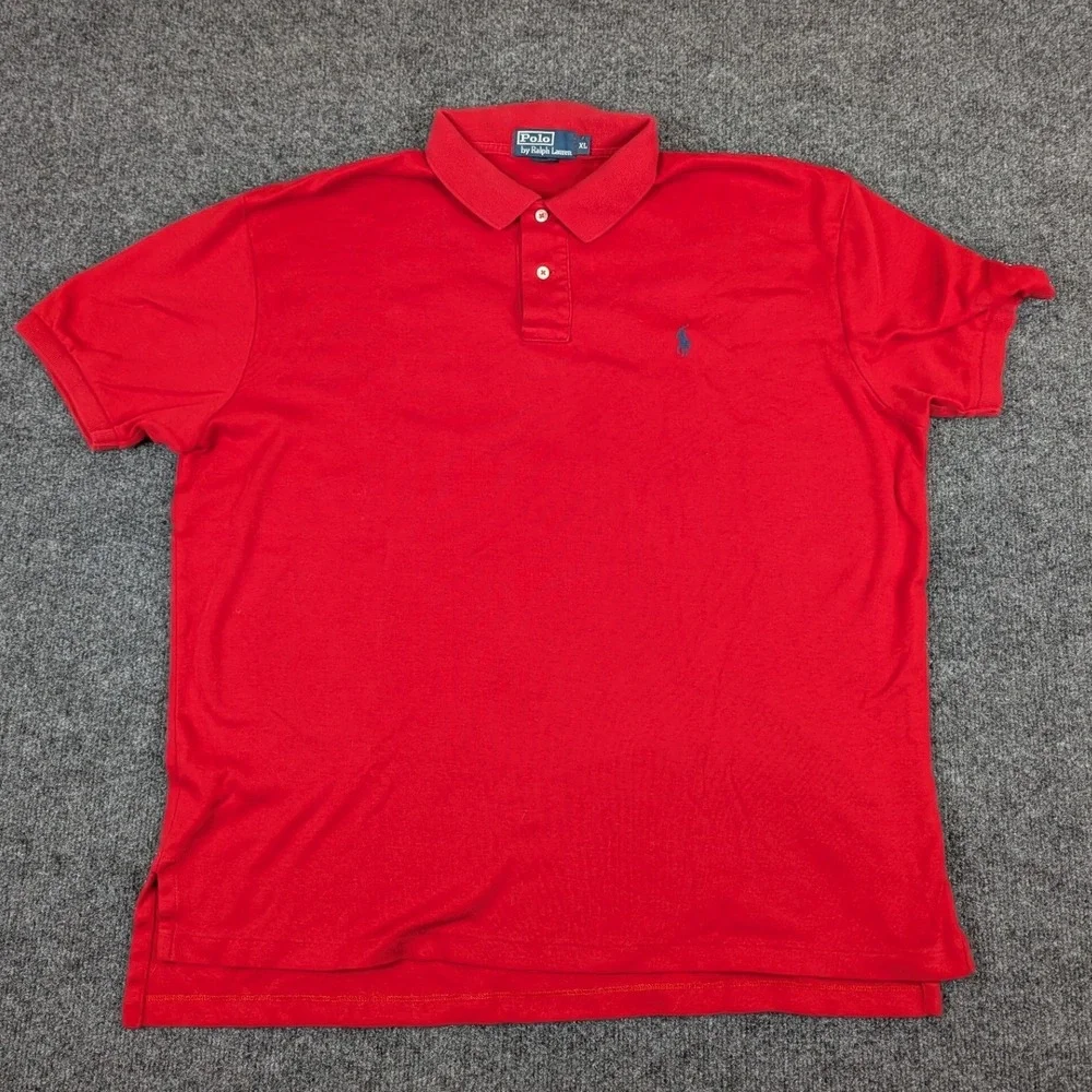 Polo Ralph Lauren Mens XL Red Short Sleeve Cotton Polo Shirt‎ Blue Pony Logo